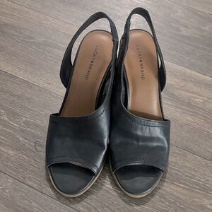 Lucky Brand Women's Black Slingback Heel Sandals